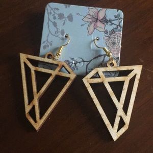 Geometric wood earrings
